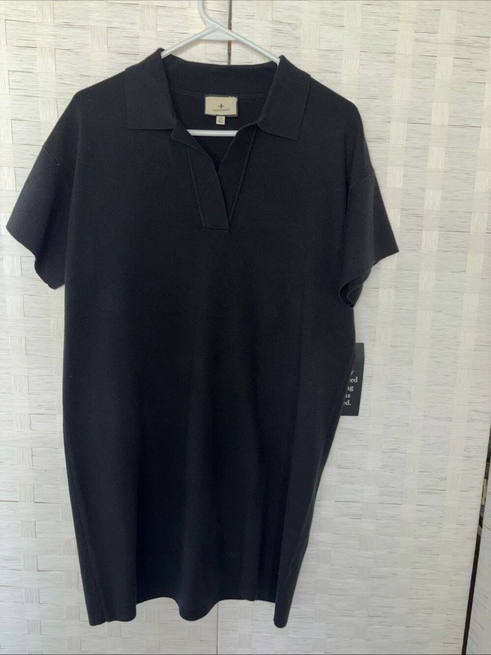 NWT Tuckernuck Black Channing Polo Knit Mini Shift Dress XSmall